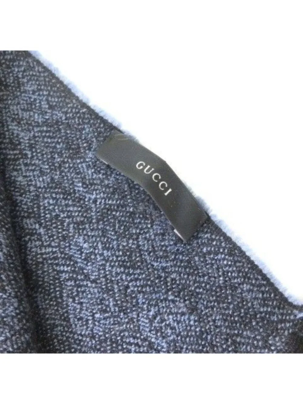 Gucci Scarf GG Fringe Wool Navy Blue